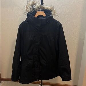 CB Sport Black Winter Outdoor Faux Fur Hood Jacket